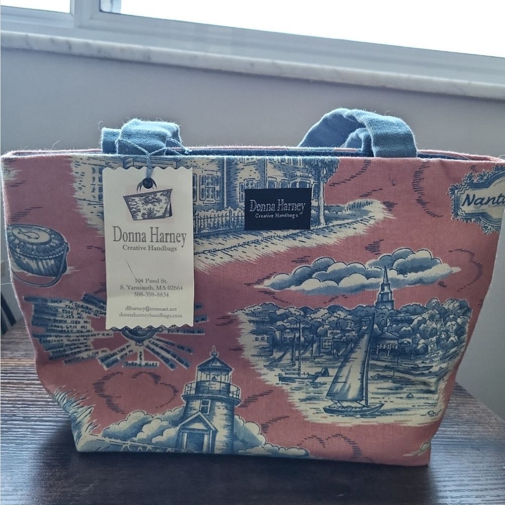 NWT Pink and Blue Nantucket Donna Harney Bag